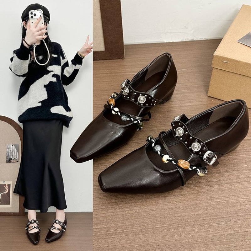 Women Shoes Loafers - Nowe retro buty Mary Jane dla