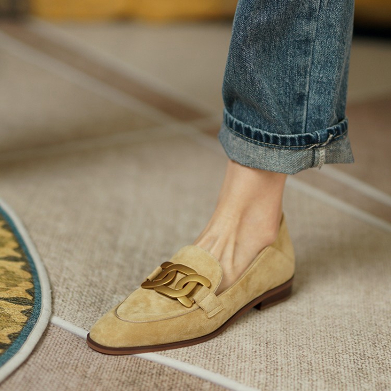 Women Shoes Loafers - Zamszowe damskie mokasyny wiosna/jesień na niskim