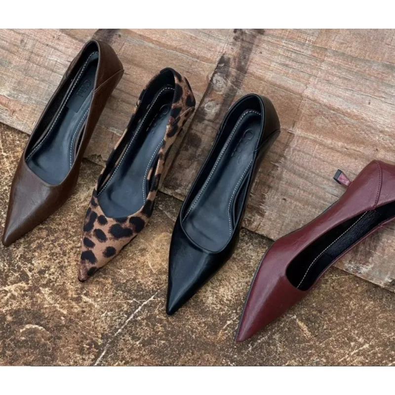 Women Shoes Formal - 2024 Kobiety Seksowne Wysokie Obcasy Burgundy