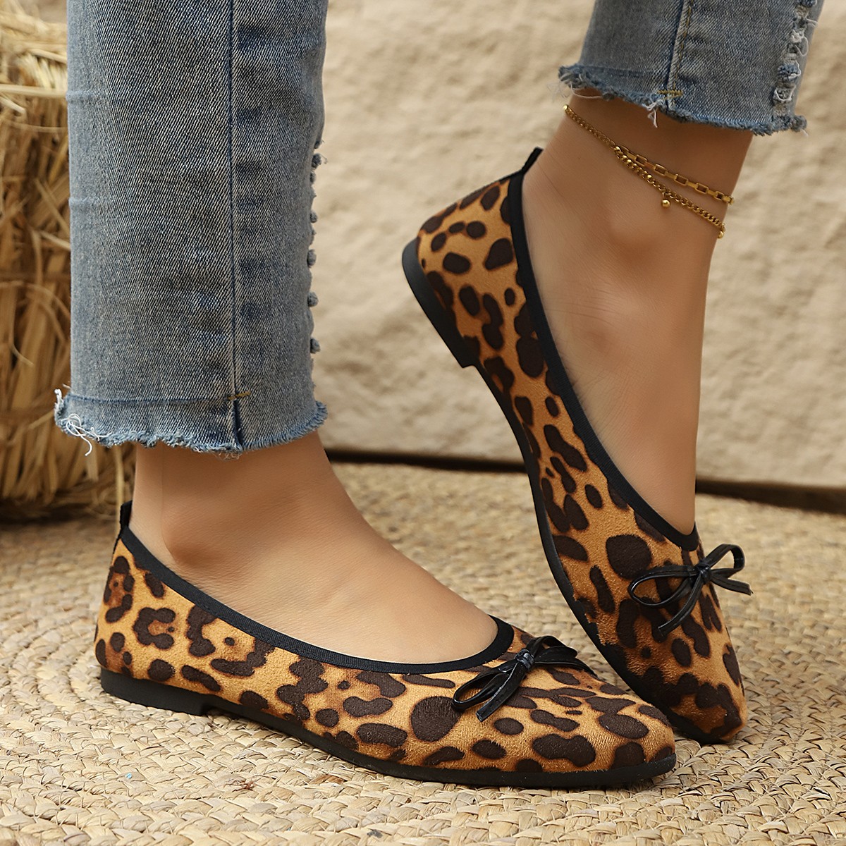 Women Shoes Loafers - 2026 Leopard Flats Damskie baleriny z