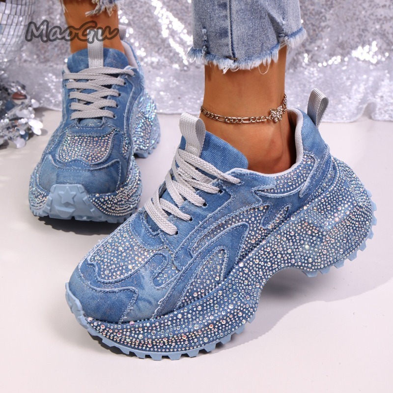 Women'S Shoes Com - Modne sneakersy damskie z dżetami, gruba