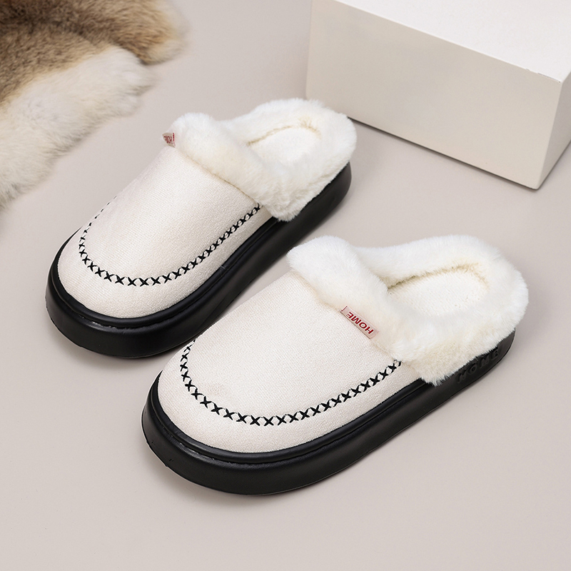 Women Shoes Mules - Zimowe puszyste kapcie damskie, domowe pluszowe