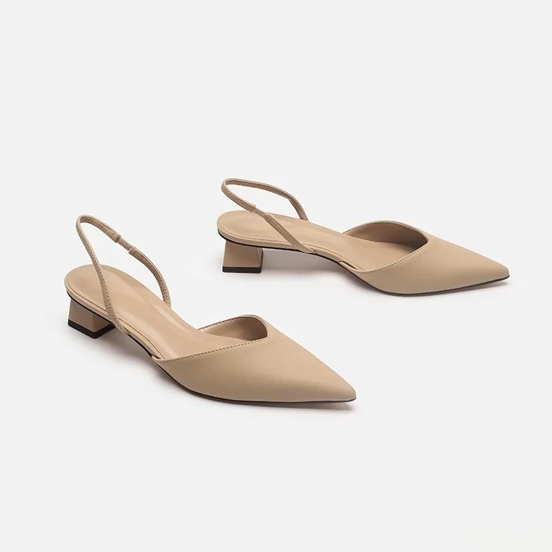 Low Block Heel Pump - Damskie szpilki z ostrym noskiem, elastyczne