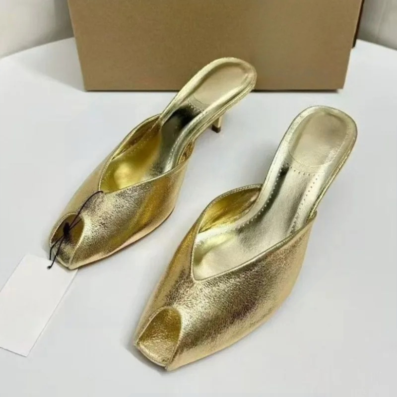 Women Shoes Formal - Damskie czółenka, designerskie złote klapki, luksusowe