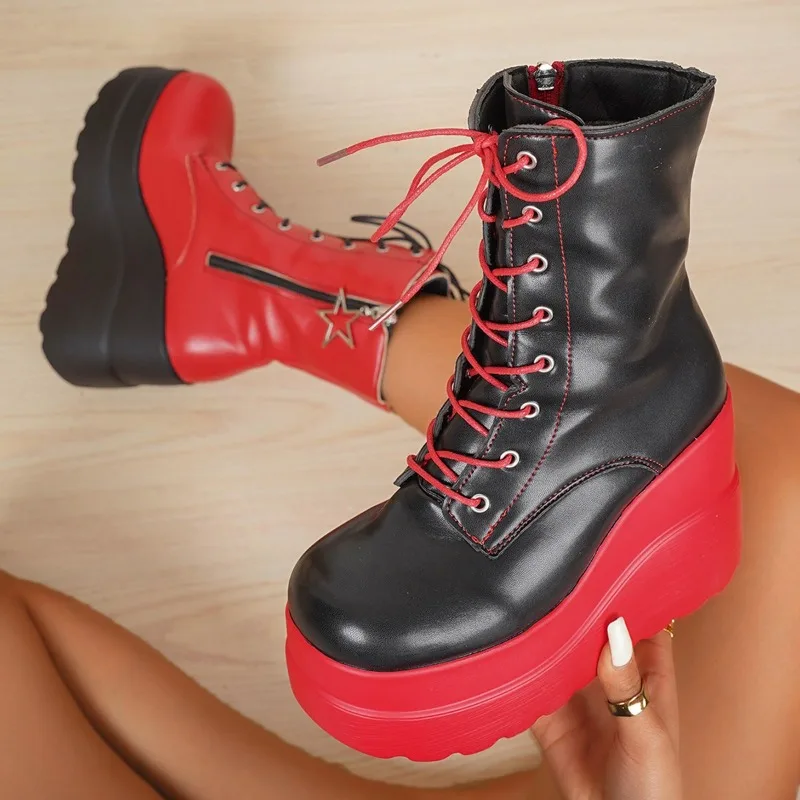 Women'S Shoes Red Bottoms - Botki motocyklowe w stylu punk gothic