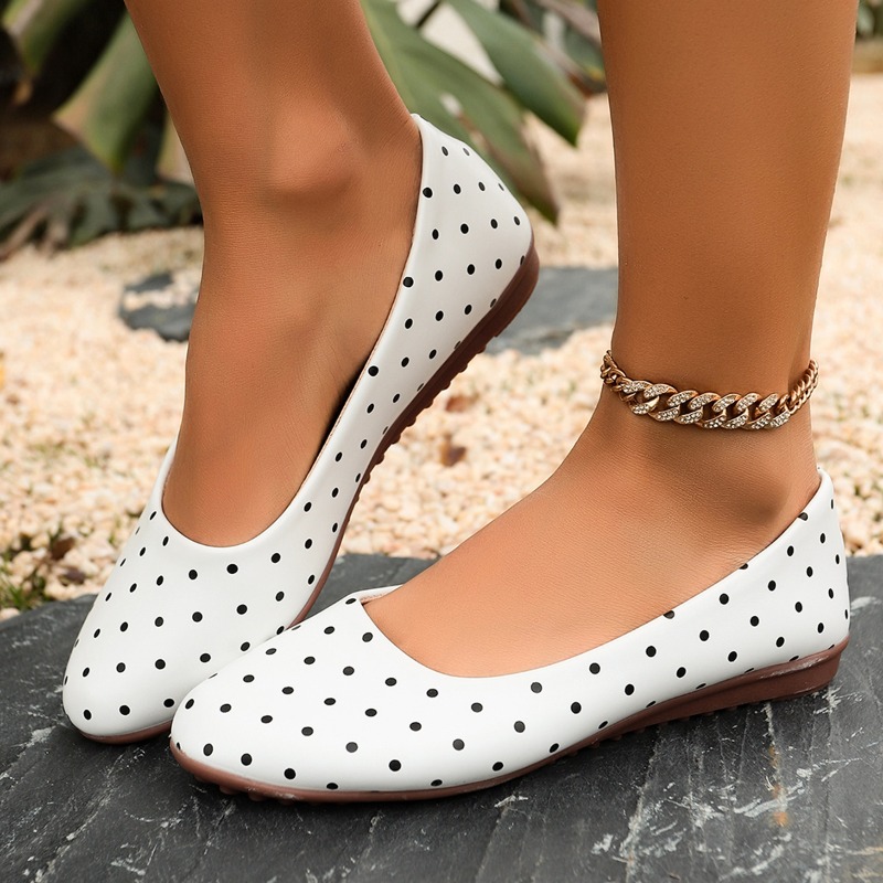 Damskie białe baleriny w kropk – Women Shoes Loafers recenzja i cena